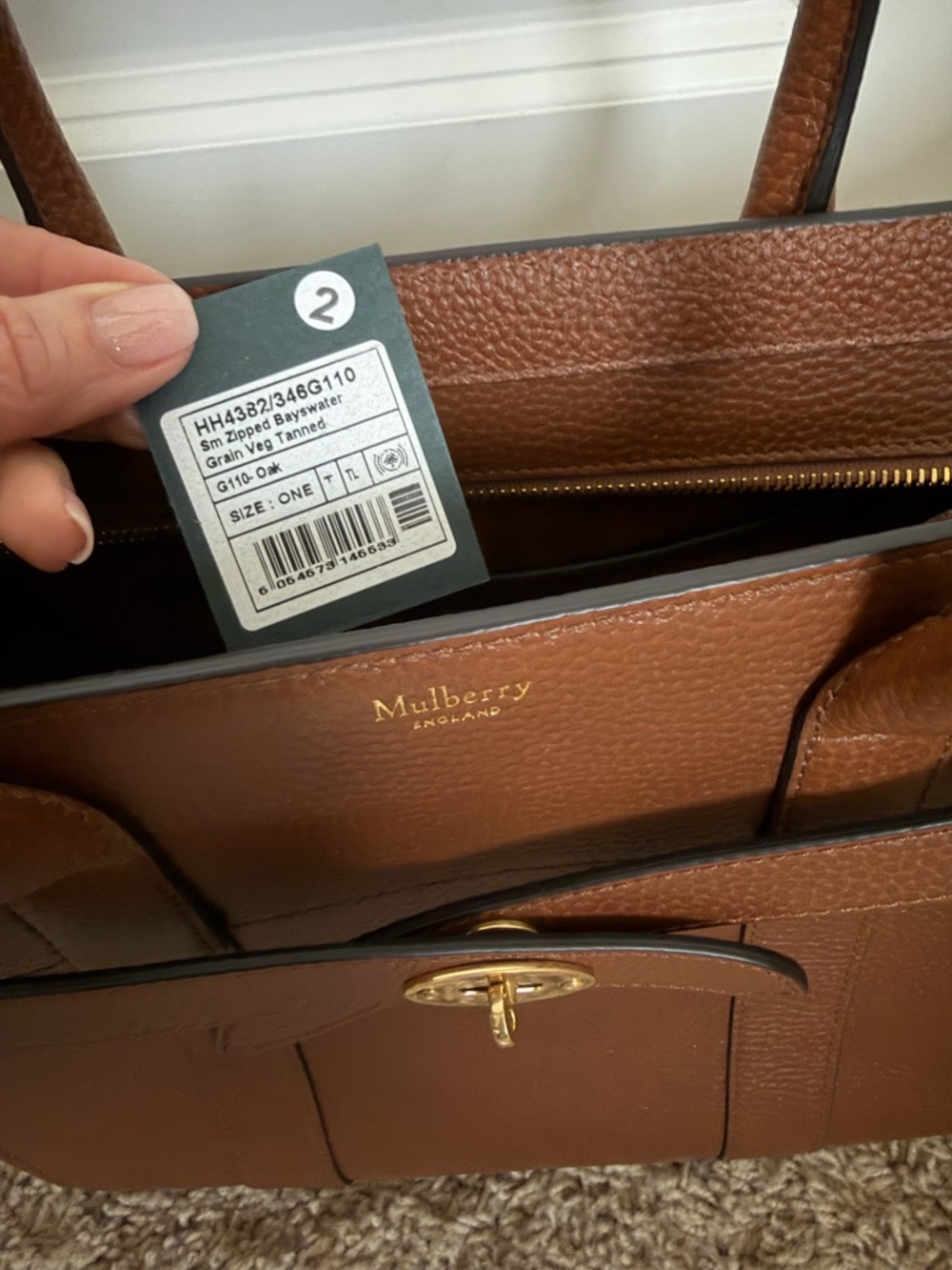 Mulberry Brown Small Bayswater Tote with Gold Hardware - Picture 8 of 11